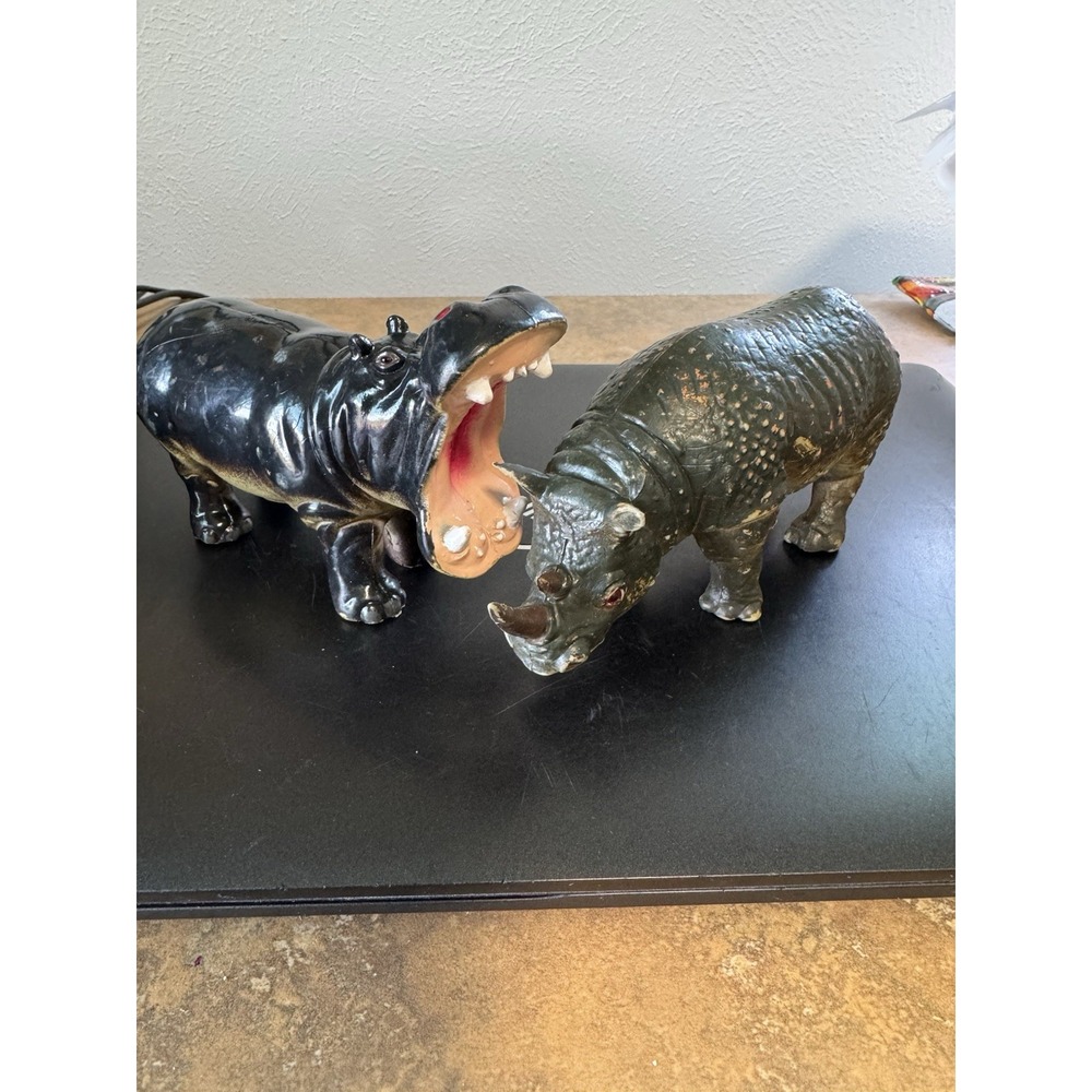 Rubber Toy Hippopotamus And Rhino AAA Too Heavy to Bundle Sold Separately